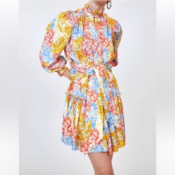 Hunter Bell Silk Blakely Dress In Flower Patchwork - Picture 1 of 11